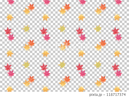 水彩で描いた紅葉のシームレスパターン 透過 水彩で描いた紅葉のシームレスパターン 透過 118717374