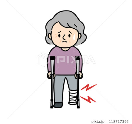 足を骨折した高齢女性のイラスト 118717395