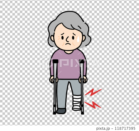 一位腿斷了的老婦人的插圖 118717395
