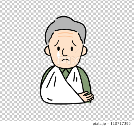 一名手臂骨折的老人的插圖 一名手臂骨折的老人的插圖 118717396