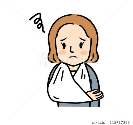 腕を骨折している女性会社員のイラスト 腕を骨折している女性会社員のイラスト 118717398