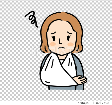 腕を骨折している女性会社員のイラスト 腕を骨折している女性会社員のイラスト 118717398