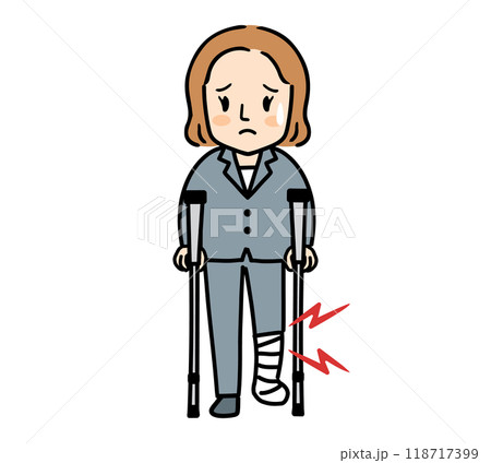 足を骨折した女性会社員のイラスト 118717399