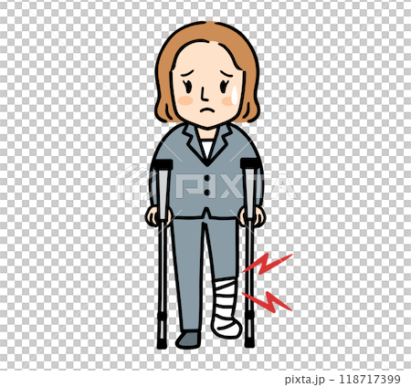 足を骨折した女性会社員のイラスト 118717399