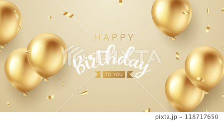 Celebrate your birthday background with beautiful balloon vector illustration. 118717650