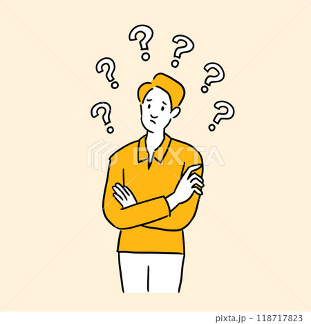 疑問を感じる男性のイラスト素材 118717823