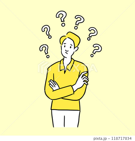 疑問を感じる男性のイラスト素材 118717834