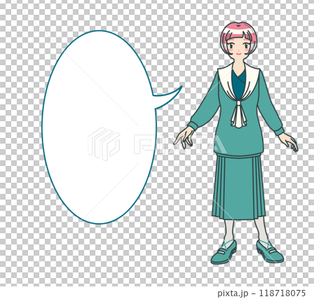 Set of fashion girls and speech bubbles Retro fashion girls and speech bubbles 118718075