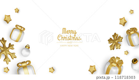 Merry Christmas and happy new year background. Christmas tree, Gift boxes, Christmas balls. Christmas element for web, banners, greeting card, template design. Merry Christmas and happy new year background. Christmas tree, Gift boxes, Christmas balls. Christmas element for web, banners, greeting card, template design. 118718303