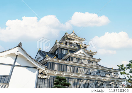 岡山県岡山市 日本100名城 令和の大改修を終えた快晴の岡山城天守 岡山県岡山市 日本100名城 令和の大改修を終えた快晴の岡山城天守 118718306
