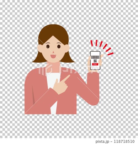 Illustration of a woman using cashless payment Illustration of a woman using cashless payment 118718510