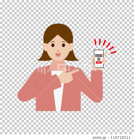 一名婦女使用無現金支付的插圖 118718511