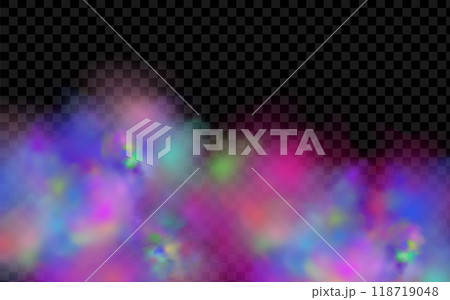 Background of an explosion of colorful smoke clouds.Multicolor fog with blue and yellow particles.Explosions of color powder. 118719048