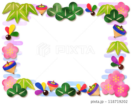 正月のペーパークラフト風フレーム 118719202