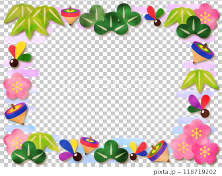 正月のペーパークラフト風フレーム 118719202