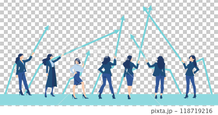 Illustration of a businesswoman heading straight for the future 118719216