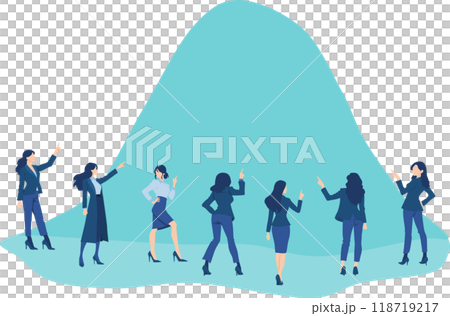 Illustration of a businesswoman heading straight for the future 118719217