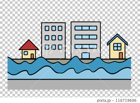 Flooded rivers and cityscape 118719686