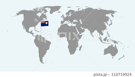 Pin map with Anguilla flag on world map. Vector illustration. 118719924