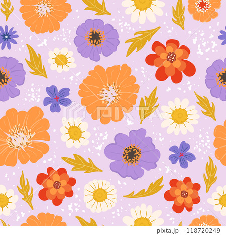 Colorful floral seamless pattern with bright autumn flowers Colorful floral seamless pattern with bright autumn flowers 118720249