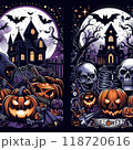 かっこいいハロウィンのロゴと背景 118720616