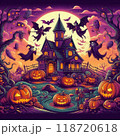 かっこいいハロウィンのロゴと背景 118720618