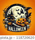 かっこいいハロウィンのロゴと背景 118720620