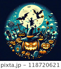 かっこいいハロウィンのロゴと背景 118720621