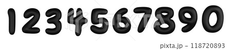Black numbers from 0 to 9. Set of bright spherical figures. Realistic 3d design. vector illustration Black numbers from 0 to 9. Set of bright spherical figures. Realistic 3d design. vector illustration 118720893