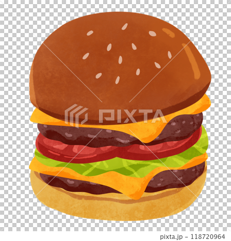 Cheeseburger watercolor hand-drawn illustration 118720964