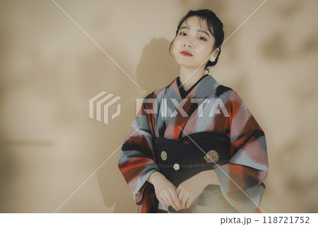 着物の女性 幾何学柄の明仙 着物の女性 幾何学柄の明仙 118721752