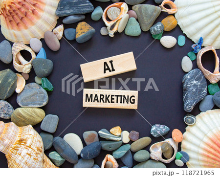 AI marketing symbol. Concept words AI artificial intelligence marketing on beautiful wooden block. Beautiful black background. Business AI artificial intelligence marketing concept. Copy space. AI marketing symbol. Concept words AI artificial intelligence marketing on beautiful wooden block. Beautiful black background. Business AI artificial intelligence marketing concept. Copy space. 118721965