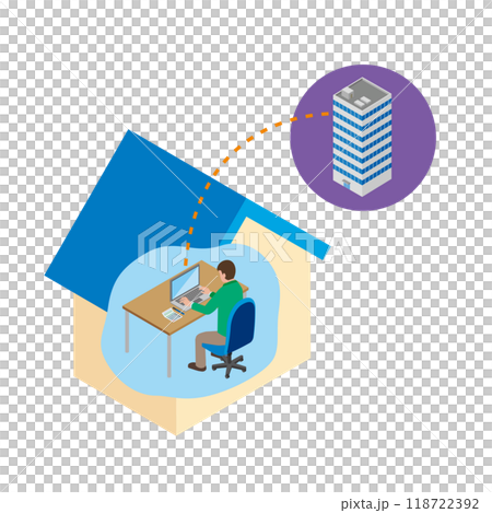 在宅勤務する男性 118722392