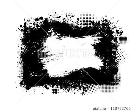 Splatter Paint Texture . Background of blots. Black Spray Blot of Ink. Place illustration Over any Object to Create Grungy Effect . hand drawn. Not AI, Vector 118722766