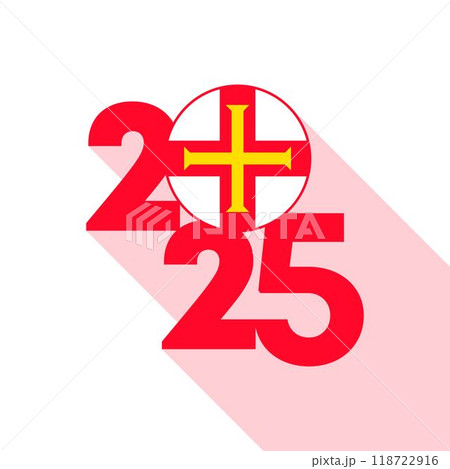 2025 banner with Guernsey flag inside. Vector illustration. 2025 banner with Guernsey flag inside. Vector illustration. 118722916