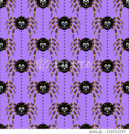 Seamless pattern with fun spider  118723247