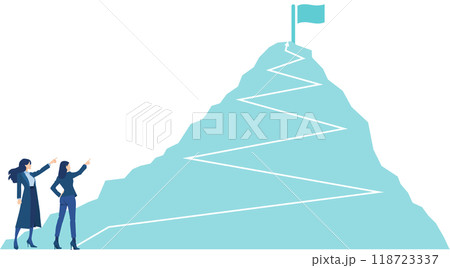 目標達成へのロードマップのイラスト	 118723337