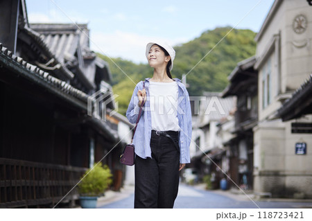 観光地で旅行を楽しむ日本人の女性 観光地で旅行を楽しむ日本人の女性 118723421