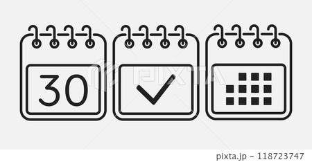 Vector icon page calendar - 30 day, agenda, done Vector icon page calendar - 30 day, agenda, done 118723747