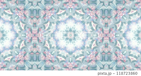 Abstract Kaleidoscope Geometry Psychedelic Art Pink Blue White Pattern Background 118723860