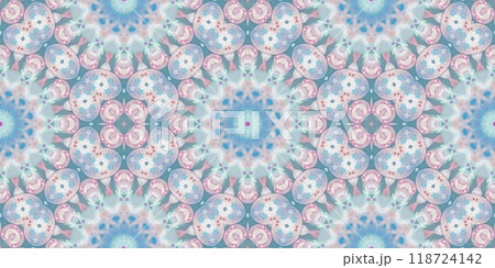 Abstract Kaleidoscope Geometry Psychedelic Art Pink Blue White Pattern Background 118724142