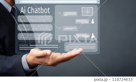 Human interact with AI artificial intelligence virtual assistant FaaS 118724633