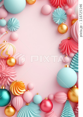 colorful christmas ball decoration in soft pastel colors 118725146