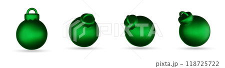 Christmas balls vector set. Christmas ball element with glossy, shinny and colorful design for holiday season decoration isolated in white background. Vector illustration. 118725722