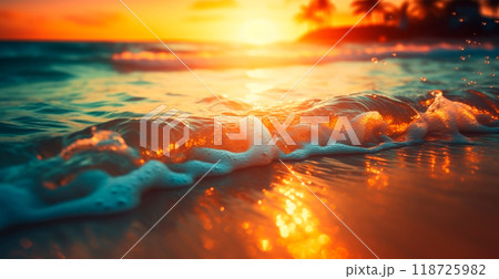 Bright sunny beach, vacation vacation concept at sea, ocean, tourism - AI generated image 118725982