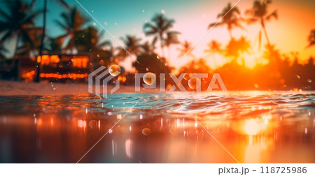 Bright sunny beach, vacation vacation concept at sea, ocean, tourism - AI generated image 118725986