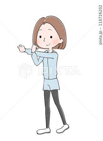 ストレッチ 運動する女性のイラスト ストレッチ 運動する女性のイラスト 118726202