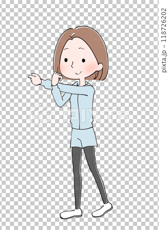ストレッチ 運動する女性のイラスト ストレッチ 運動する女性のイラスト 118726202