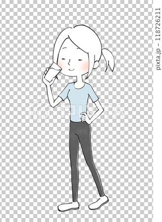 飲む　運動する女性のイラスト 118726211