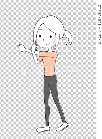 ストレッチ　運動する女性のイラスト 118726212